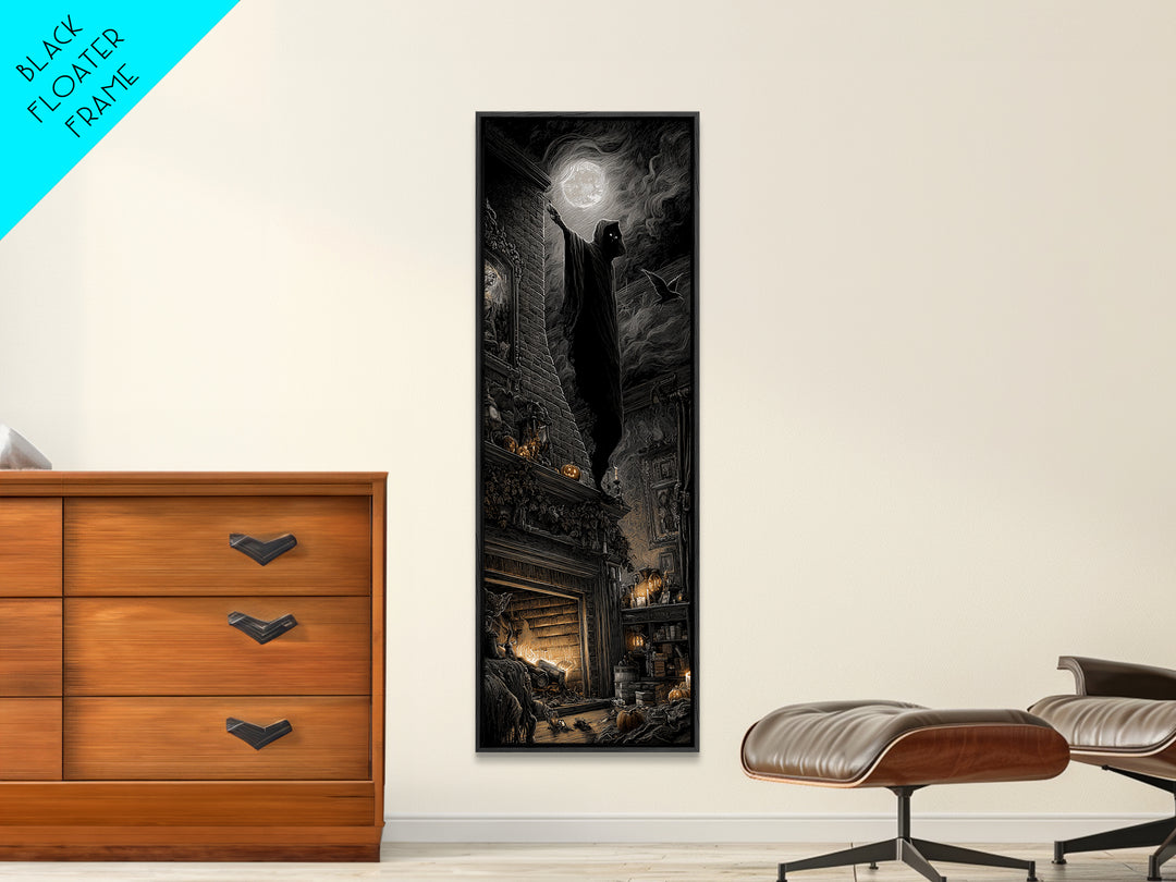The Chimney Phantom, Tall Narrow Wall Art, Spooky Home Decor, Canvas Print, Halloween Wall Decor, Gothic Home Decor, Spooky Wall Decor