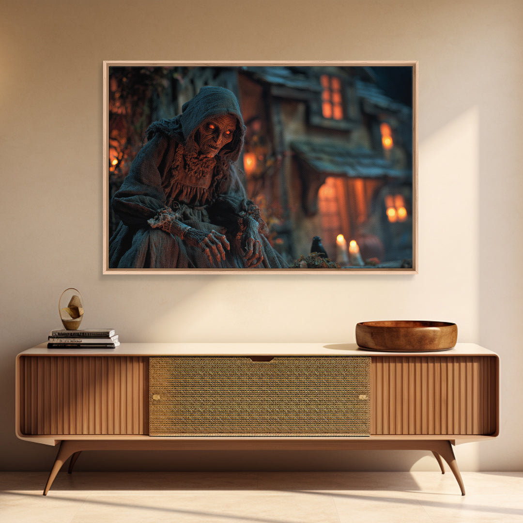 The Red-Eyed Night Hag, Landscape Wall Art, Spooky Home Decor, Canvas Print, Halloween Wall Decor, Gothic Home Decor, Dark Fantasy Art