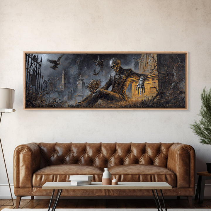 The Ghostly Groom, Extra Wide Wall Art, Dark Fantasy Wall Art, Canvas Print, Halloween Wall Decor, Gothic Home Decor, Seasonal Home Decor