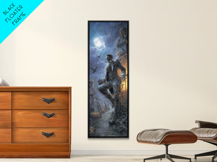 The Ghostly Groom, Tall Narrow Wall Art, Macabre Wall Art, Framed Canvas Print, Halloween Wall Decor, Gothic Home Decor, Seasonal Home Decor