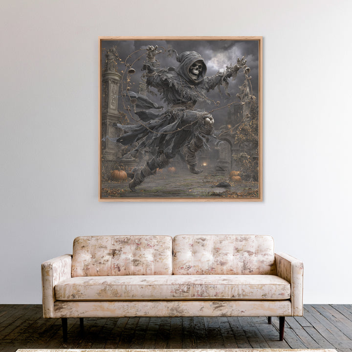 The Phantom Jester, Square Wall Art, Spooky Home Decor, Canvas Print, Halloween Wall Decor, Gothic Home Decor, Macabre Wall Art