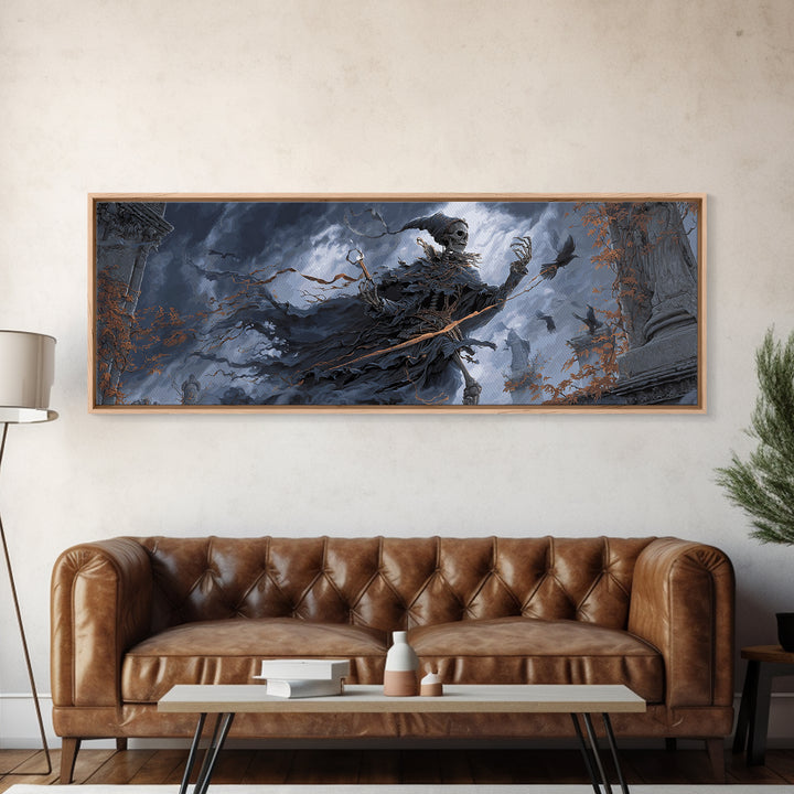 The Phantom Jester, Extra Wide Wall Art, Dark Fantasy Wall Art, Canvas Print, Halloween Wall Decor, Gothic Home Decor