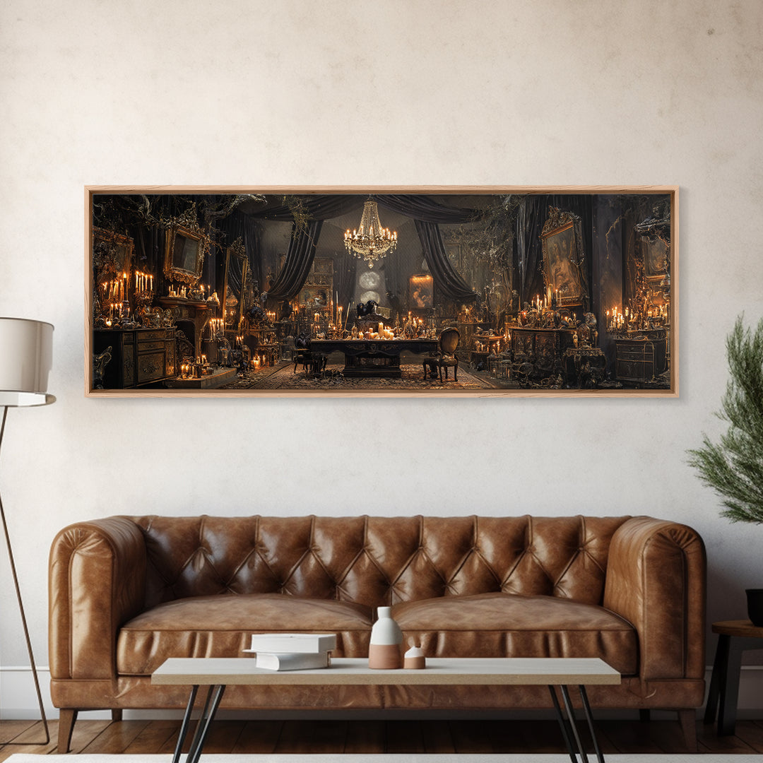 The Marionette Master, Extra Wide Wall Art, Haunted Gothic Art, Framed Canvas Print, Halloween Wall Decor, Gothic Home Decor