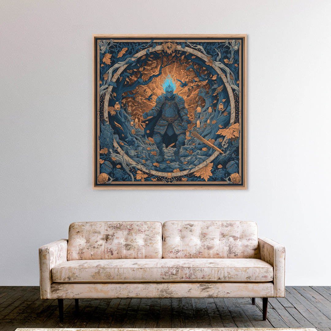 The Spectral Knight, Square Wall Art, Haunted Gothic Art, Framed Canvas Print, Halloween Wall Decor, Gothic Home Decor