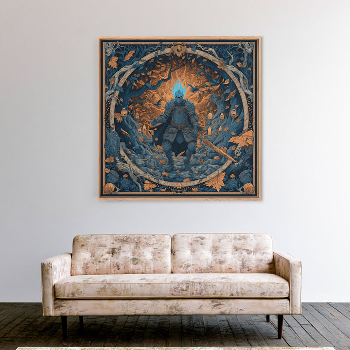 The Spectral Knight, Square Wall Art, Haunted Gothic Art, Framed Canvas Print, Halloween Wall Decor, Gothic Home Decor