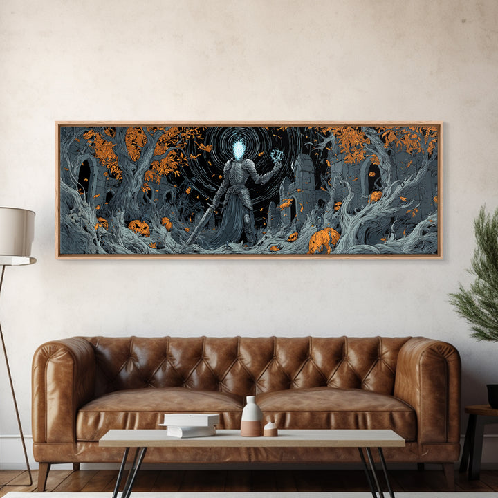 The Spectral Knight, Extra Wide Wall Art, Spooky Home Decor, Canvas Print, Halloween Wall Decor, Gothic Home Decor, Spooky Wall Decor