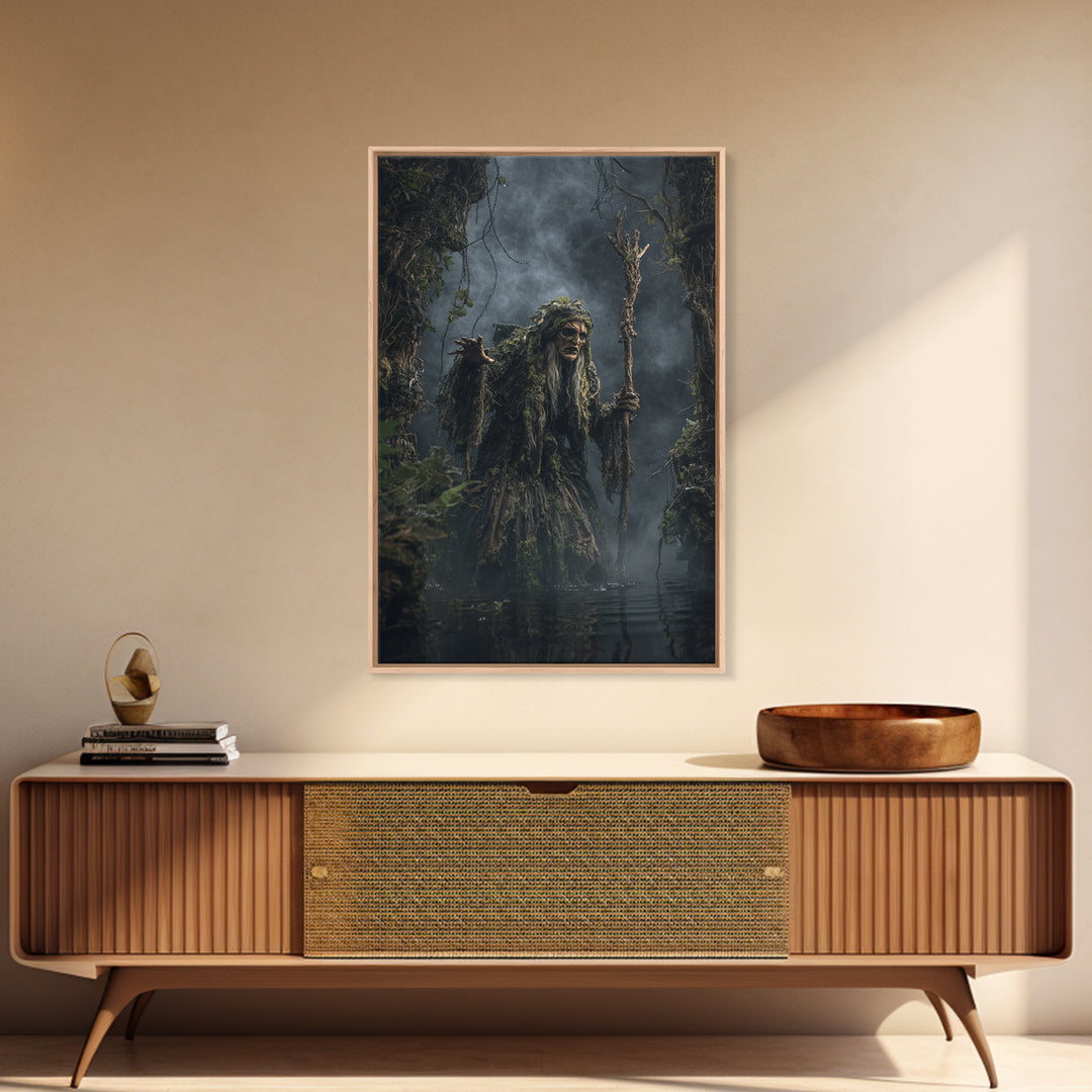 The Swamp Witch, Vertical Wall Art, Dark Halloween Decor, Canvas Print, Halloween Wall Decor, Gothic Home Decor, Seasonal Home Decor