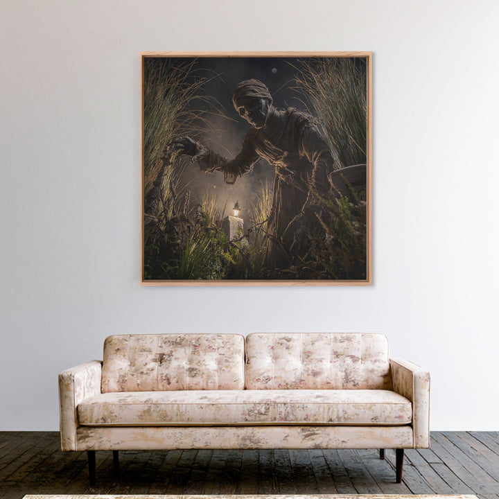 The Bog Mummy, Square Wall Art, Gothic Horror Wall Art, Framed Canvas Print, Halloween Wall Decor, Gothic Home Decor, Statement Wall Art