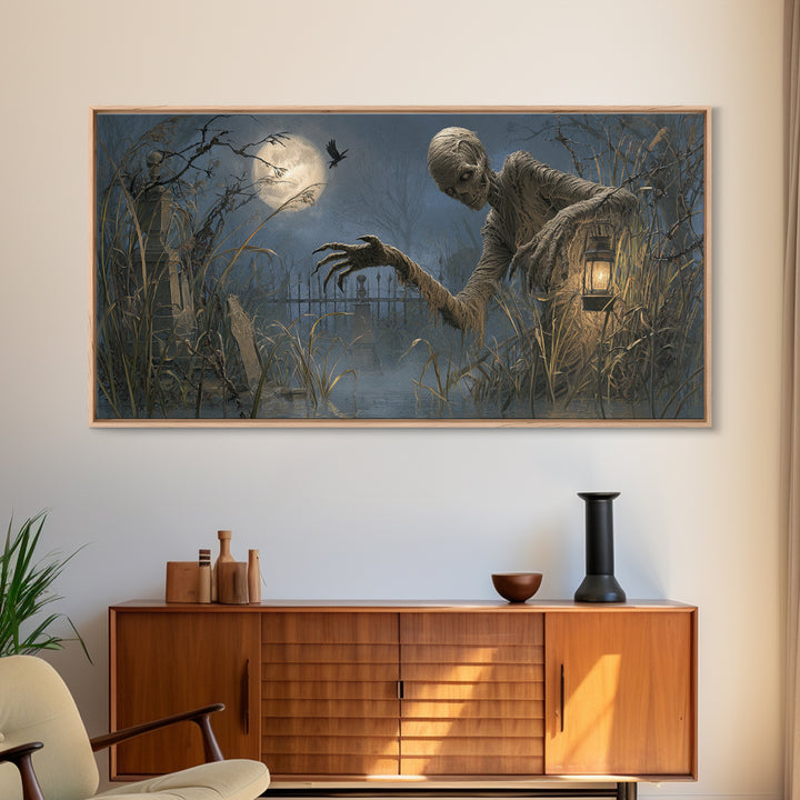 The Bog Mummy, Wide Panoramic Art, Dark Fantasy Wall Art, Canvas Print, Halloween Wall Decor, Gothic Home Decor, Dark Fantasy Art