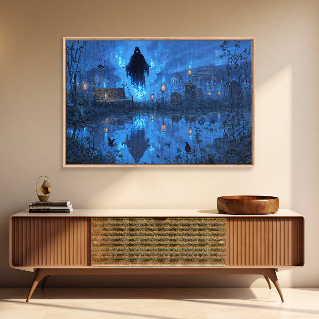 The Will-O'-The-Wisp Shepherd, Landscape Wall Art, Dark Halloween Decor, Canvas Print, Halloween Wall Decor, Gothic Home Decor
