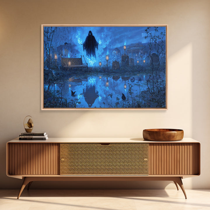 The Will-O'-The-Wisp Shepherd, Landscape Wall Art, Dark Halloween Decor, Canvas Print, Halloween Wall Decor, Gothic Home Decor