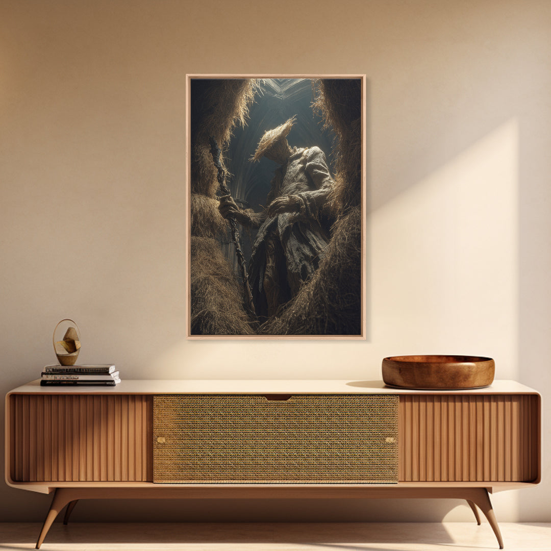 The Cornfield Crawler, Vertical Wall Art, Macabre Wall Art, Framed Canvas Print, Halloween Wall Decor, Gothic Home Decor, Halloween Wall Art