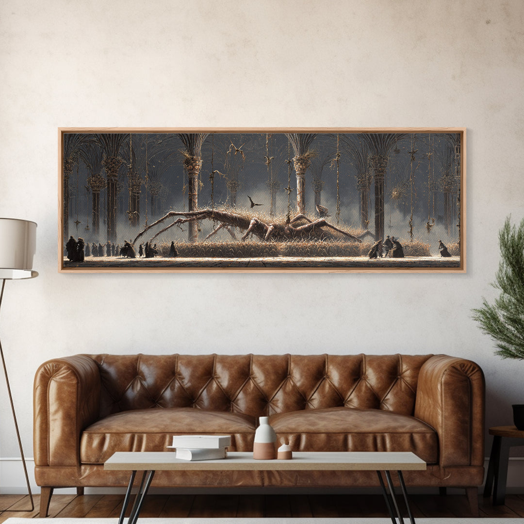 The Cornfield Crawler, Extra Wide Wall Art, Haunted Gothic Art, Framed Canvas Print, Halloween Wall Decor, Gothic Home Decor