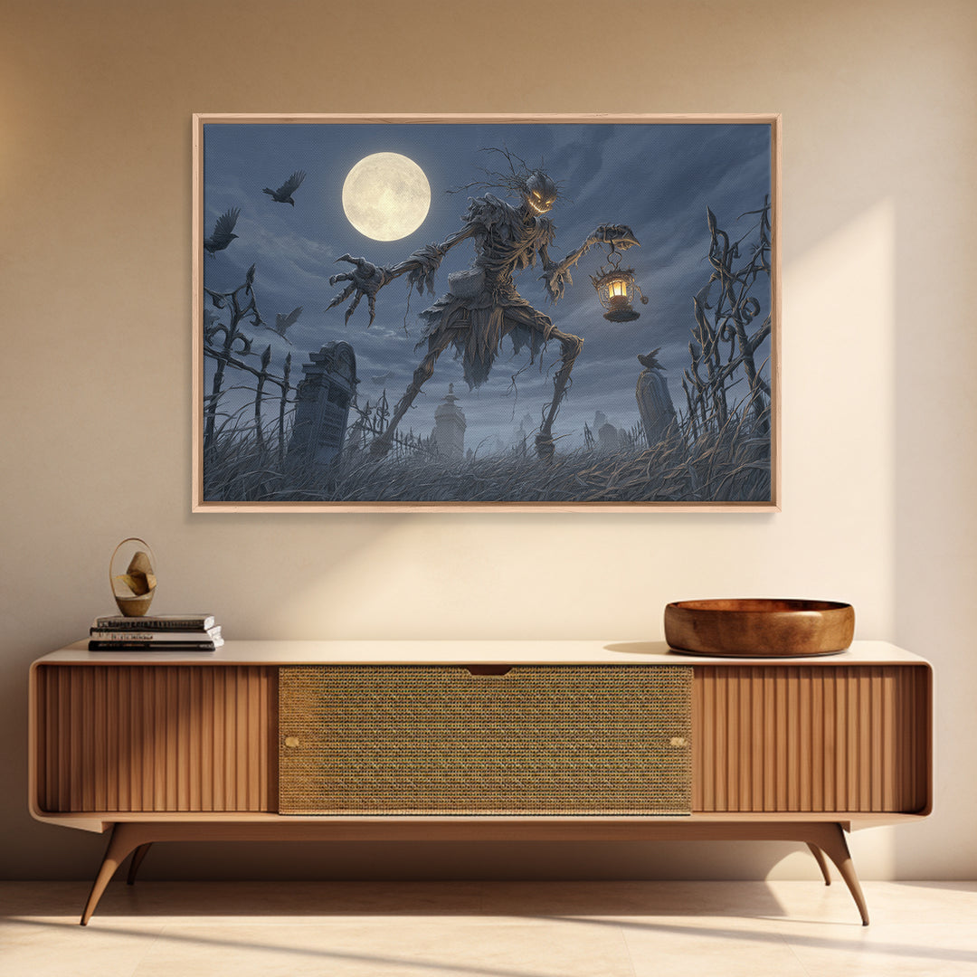 The Harvest Demon, Landscape Wall Art, Haunted Gothic Art, Framed Canvas Print, Halloween Wall Decor, Gothic Home Decor, Seasonal Home Decor