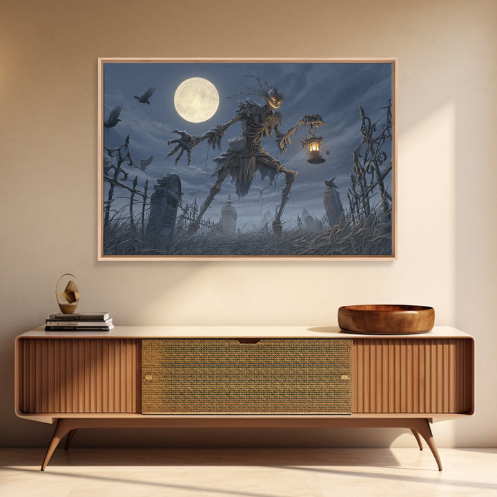 The Harvest Demon, Landscape Wall Art, Haunted Gothic Art, Framed Canvas Print, Halloween Wall Decor, Gothic Home Decor, Seasonal Home Decor