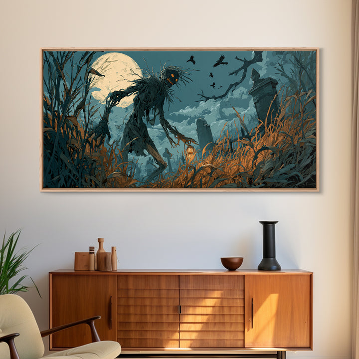 The Harvest Demon, Wide Panoramic Art, Dark Halloween Decor, Canvas Print, Halloween Wall Decor, Gothic Home Decor, Macabre Wall Art