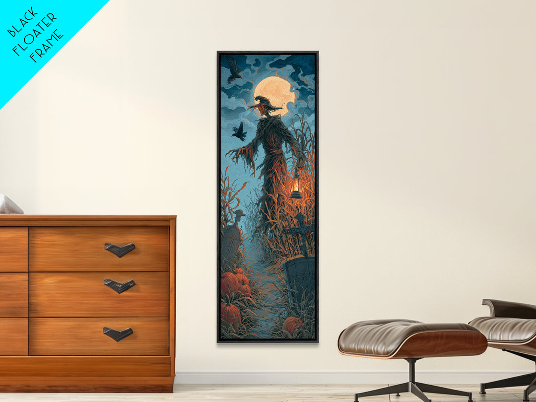 The Harvest Demon, Tall Narrow Wall Art, Gothic Horror Wall Art, Framed Canvas Print, Halloween Wall Decor, Gothic Home Decor