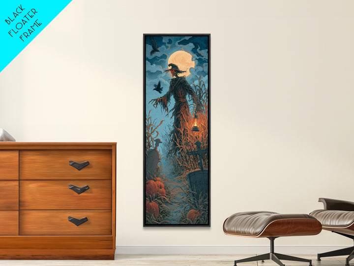 The Harvest Demon, Tall Narrow Wall Art, Gothic Horror Wall Art, Framed Canvas Print, Halloween Wall Decor, Gothic Home Decor
