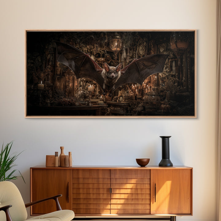 The Bat-Winged Imp, Wide Panoramic Art, Dark Fantasy Wall Art, Canvas Print, Halloween Wall Decor, Gothic Home Decor, Halloween Decor