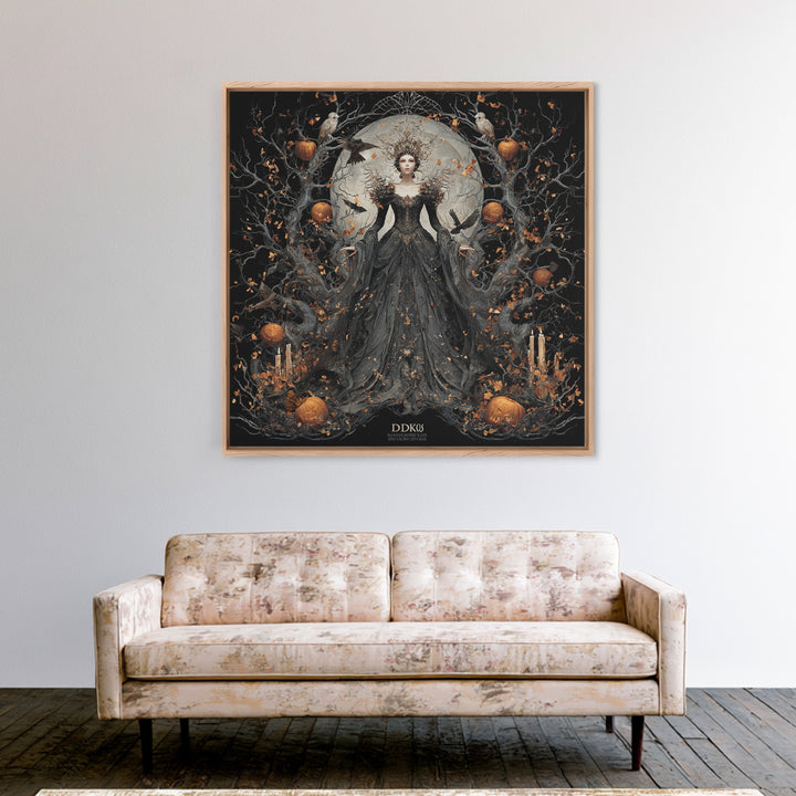 The Spider Queen, Square Wall Art, Macabre Wall Art, Framed Canvas Print, Halloween Wall Decor, Gothic Home Decor, Spooky Wall Decor