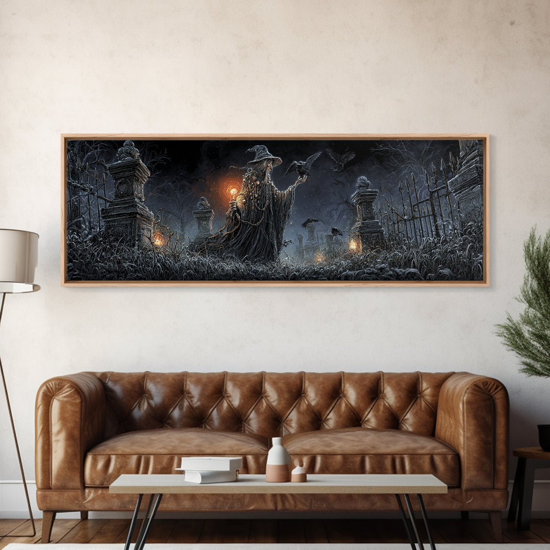 The Salt-Marsh Witch, Extra Wide Wall Art, Haunted Gothic Art, Framed Canvas Print, Halloween Wall Decor, Gothic Home Decor, Halloween Decor