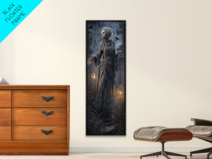 The Salt-Marsh Witch, Tall Narrow Wall Art, Macabre Wall Art, Framed Canvas Print, Halloween Wall Decor, Gothic Home Decor, Horror Wall Art