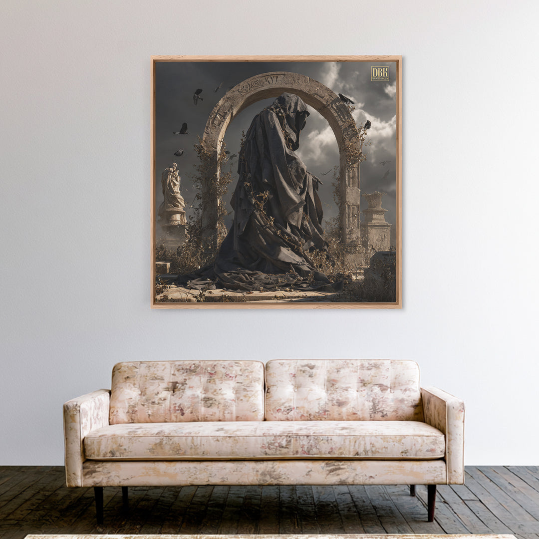 The Stone-Circle Spirit, Square Wall Art, Macabre Wall Art, Framed Canvas Print, Halloween Wall Decor, Gothic Home Decor, Horror Wall Art