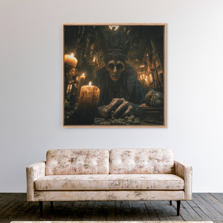 The Cave Oracle, Square Wall Art, Macabre Wall Art, Framed Canvas Print, Halloween Wall Decor, Gothic Home Decor, Spooky Wall Decor