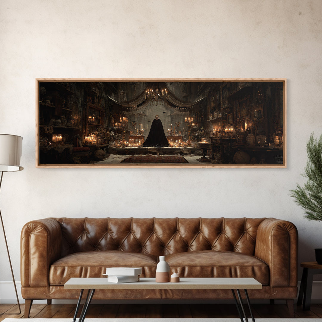 The Cave Oracle, Extra Wide Wall Art, Macabre Wall Art, Framed Canvas Print, Halloween Wall Decor, Gothic Home Decor, Halloween Decor
