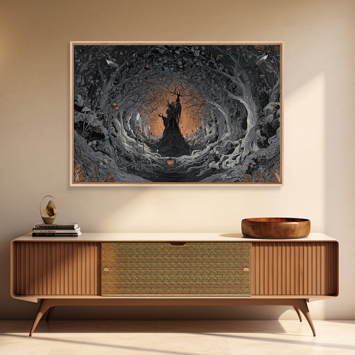 The Orchard Hag, Landscape Wall Art, Gothic Horror Wall Art, Framed Canvas Print, Halloween Wall Decor, Gothic Home Decor, Spooky Wall Decor