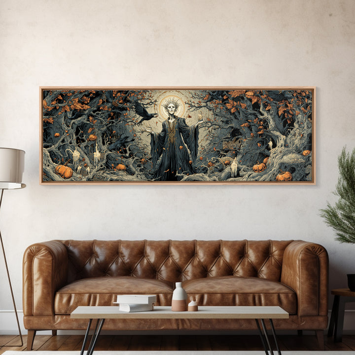 The Orchard Hag, Extra Wide Wall Art, Gothic Horror Wall Art, Framed Canvas Print, Halloween Wall Decor, Gothic Home Decor, Macabre Wall Art