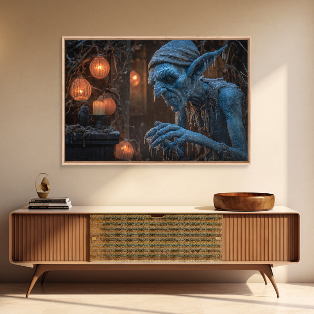 The Frost Goblin, Landscape Wall Art, Dark Fantasy Wall Art, Canvas Print, Halloween Wall Decor, Gothic Home Decor, Spooky Wall Decor