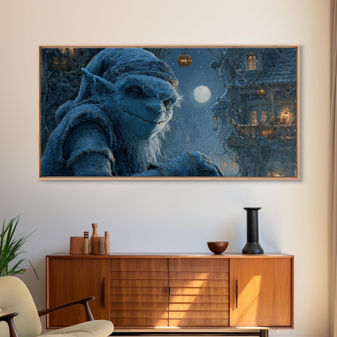 The Frost Goblin, Wide Panoramic Art, Dark Halloween Decor, Canvas Print, Halloween Wall Decor, Gothic Home Decor, Collectible Wall Decor