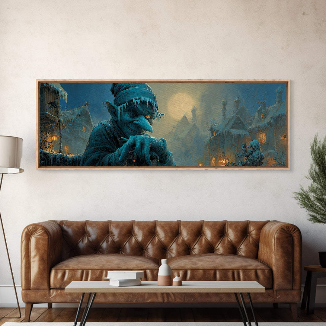 The Frost Goblin, Extra Wide Wall Art, Spooky Home Decor, Canvas Print, Halloween Wall Decor, Gothic Home Decor, Horror Wall Art