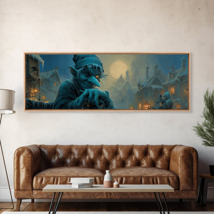 The Frost Goblin, Extra Wide Wall Art, Spooky Home Decor, Canvas Print, Halloween Wall Decor, Gothic Home Decor, Horror Wall Art