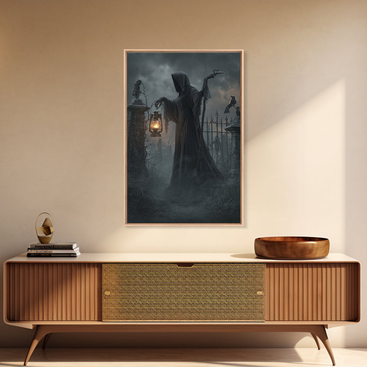 The Crossroads Spirit, Vertical Wall Art, Haunted Gothic Art, Framed Canvas Print, Halloween Wall Decor, Gothic Home Decor