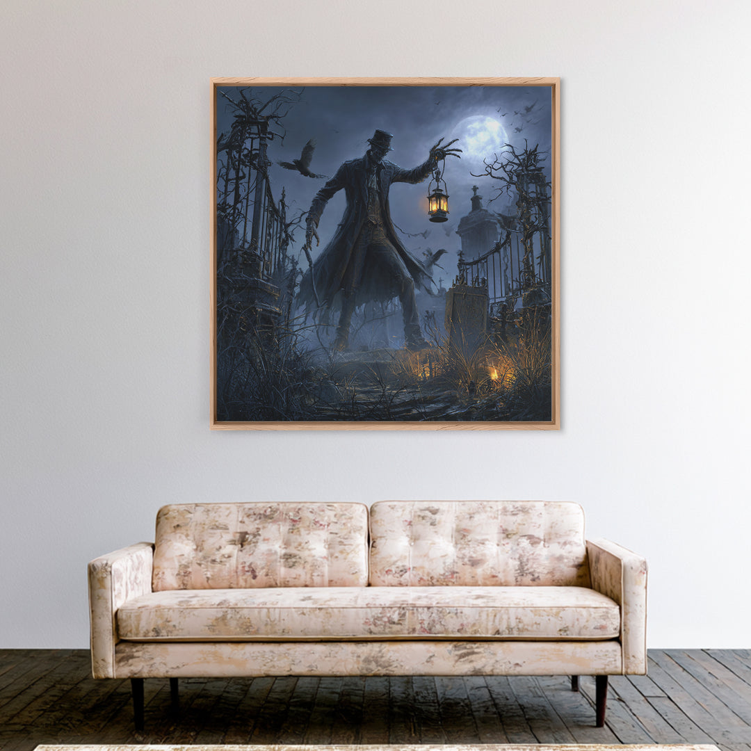 The Crossroads Spirit, Square Wall Art, Spooky Home Decor, Canvas Print, Halloween Wall Decor, Gothic Home Decor, Spooky Wall Decor