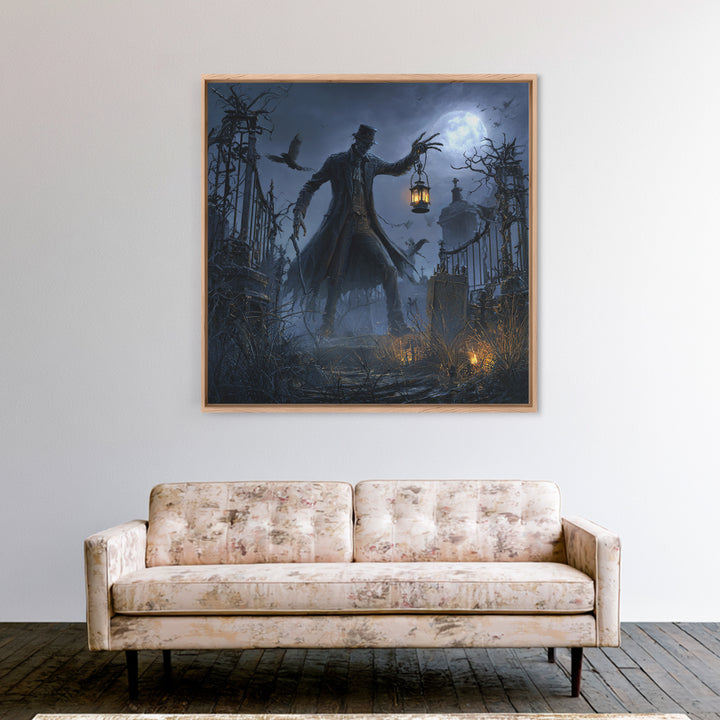 The Crossroads Spirit, Square Wall Art, Spooky Home Decor, Canvas Print, Halloween Wall Decor, Gothic Home Decor, Spooky Wall Decor