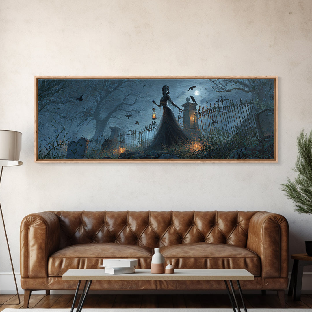 The Crossroads Spirit, Extra Wide Wall Art, Haunted Gothic Art, Framed Canvas Print, Halloween Wall Decor, Gothic Home Decor