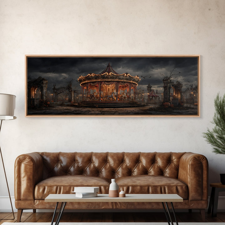 The Abandoned Carnival, Extra Wide Wall Art, Dark Fantasy Wall Art, Canvas Print, Halloween Wall Decor, Gothic Home Decor