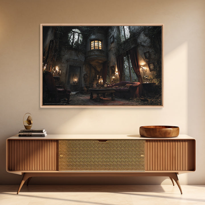 The Haunted Manor, Landscape Wall Art, Haunted Gothic Art, Framed Canvas Print, Halloween Wall Decor, Gothic Home Decor, Seasonal Home Decor