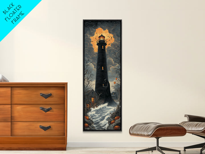 The Cursed Lighthouse, Tall Narrow Wall Art, Dark Halloween Decor, Canvas Print, Halloween Wall Decor, Gothic Home Decor, Dark Fantasy Art