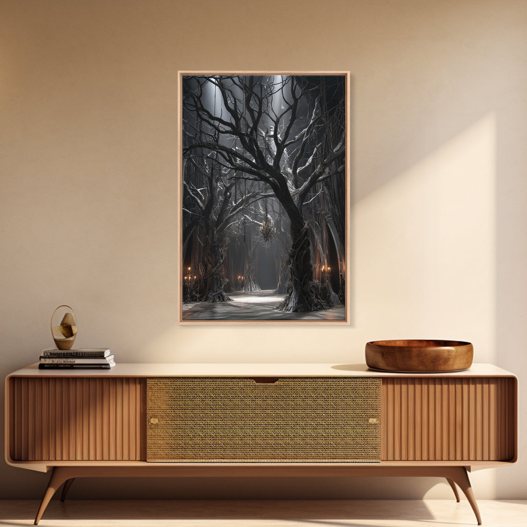 The Witch'S Forest, Vertical Wall Art, Gothic Horror Wall Art, Framed Canvas Print, Halloween Wall Decor, Gothic Home Decor