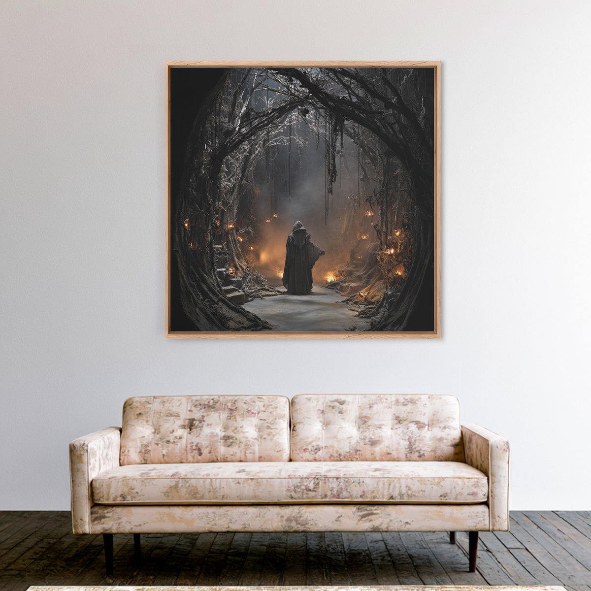 The Witch'S Forest, Square Wall Art, Dark Fantasy Wall Art, Canvas Print, Halloween Wall Decor, Gothic Home Decor, Macabre Wall Art