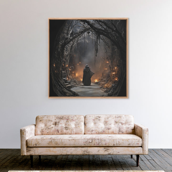 The Witch'S Forest, Square Wall Art, Dark Fantasy Wall Art, Canvas Print, Halloween Wall Decor, Gothic Home Decor, Macabre Wall Art