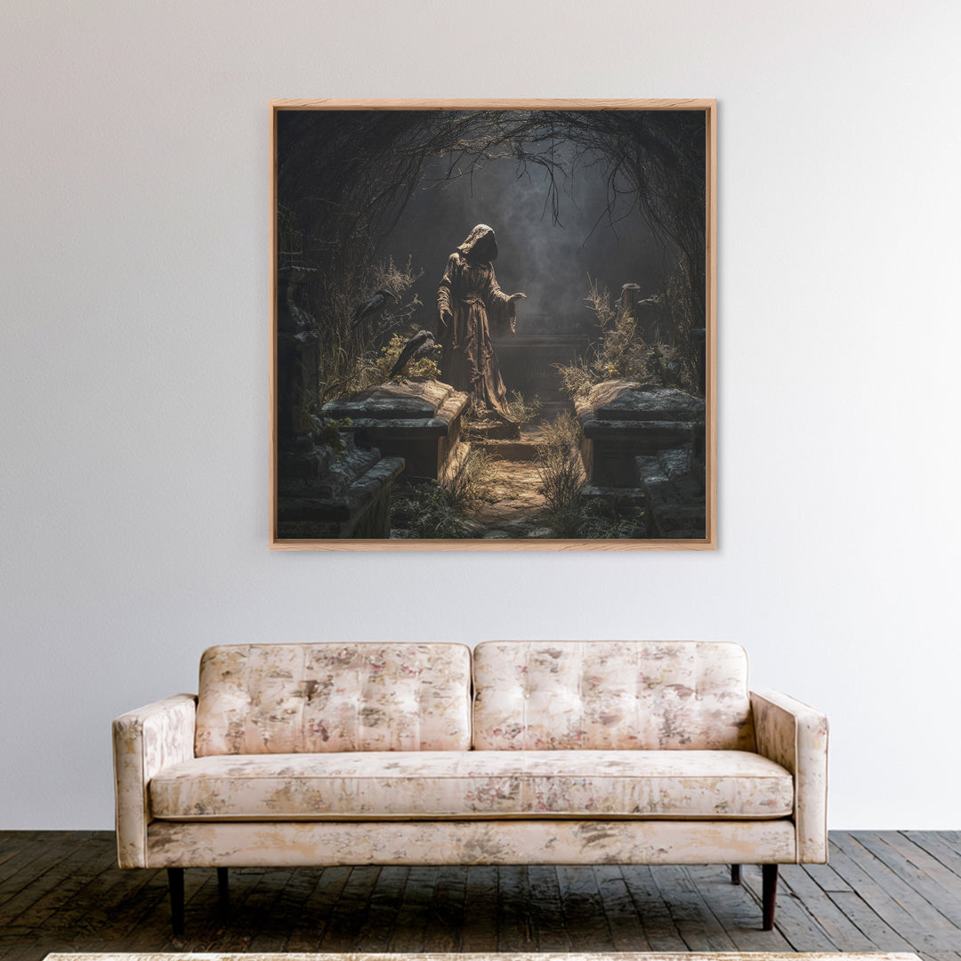 The Forgotten Crypt, Square Wall Art, Dark Halloween Decor, Canvas Print, Halloween Wall Decor, Gothic Home Decor, Horror Wall Art