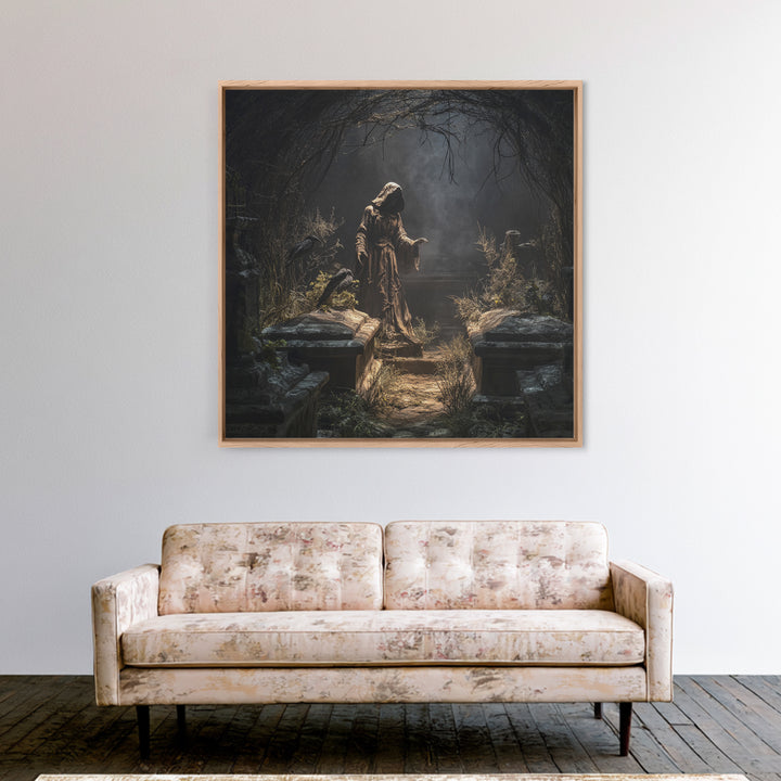 The Forgotten Crypt, Square Wall Art, Dark Halloween Decor, Canvas Print, Halloween Wall Decor, Gothic Home Decor, Horror Wall Art