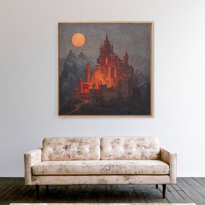 The Vampire Castle, Square Wall Art, Spooky Home Decor, Canvas Print, Halloween Wall Decor, Gothic Home Decor, Dark Fantasy Art