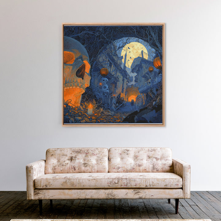 The Endless Catacombs, Square Wall Art, Haunted Gothic Art, Framed Canvas Print, Halloween Wall Decor, Gothic Home Decor, Dark Fantasy Art