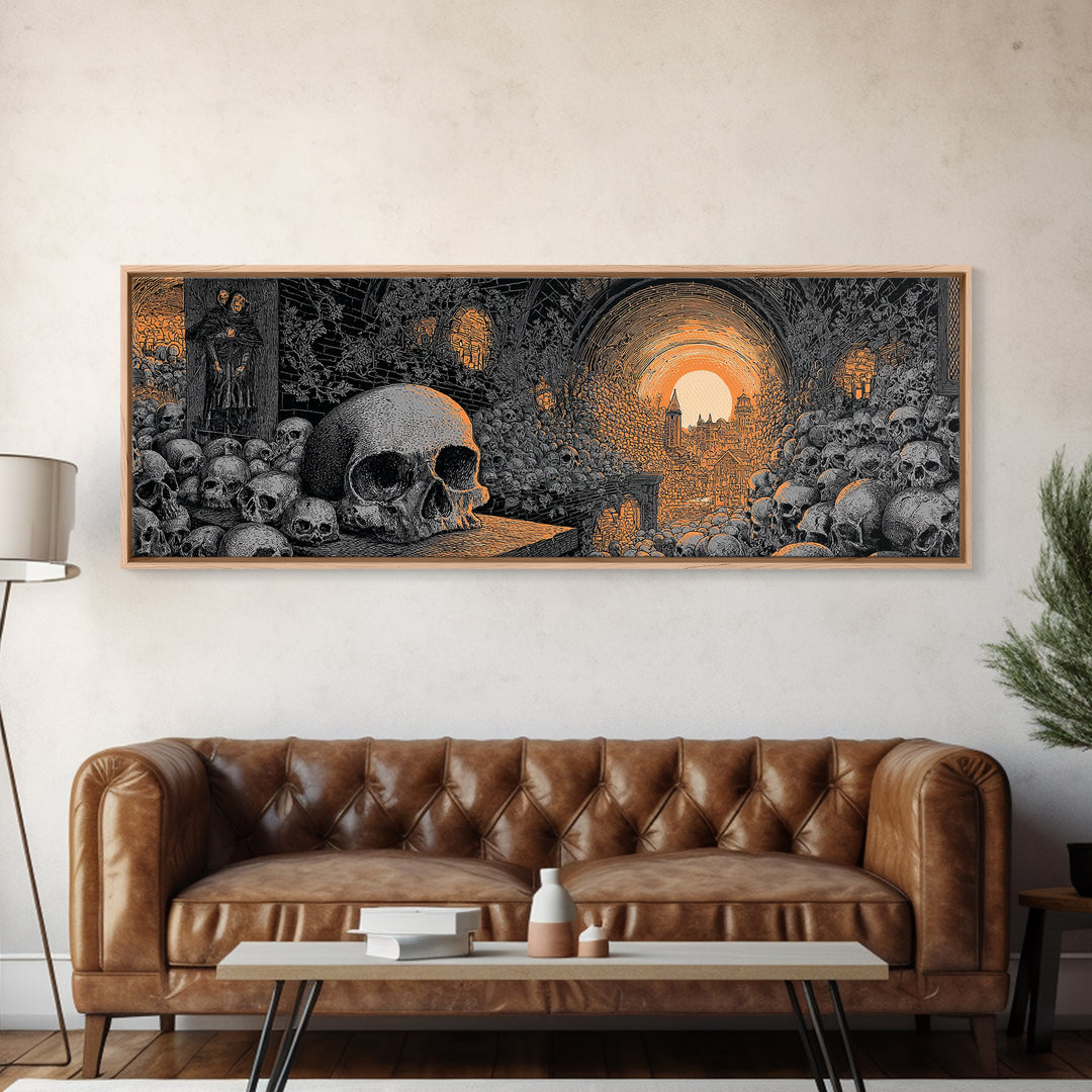 The Endless Catacombs, Extra Wide Wall Art, Dark Halloween Decor, Canvas Print, Halloween Wall Decor, Gothic Home Decor